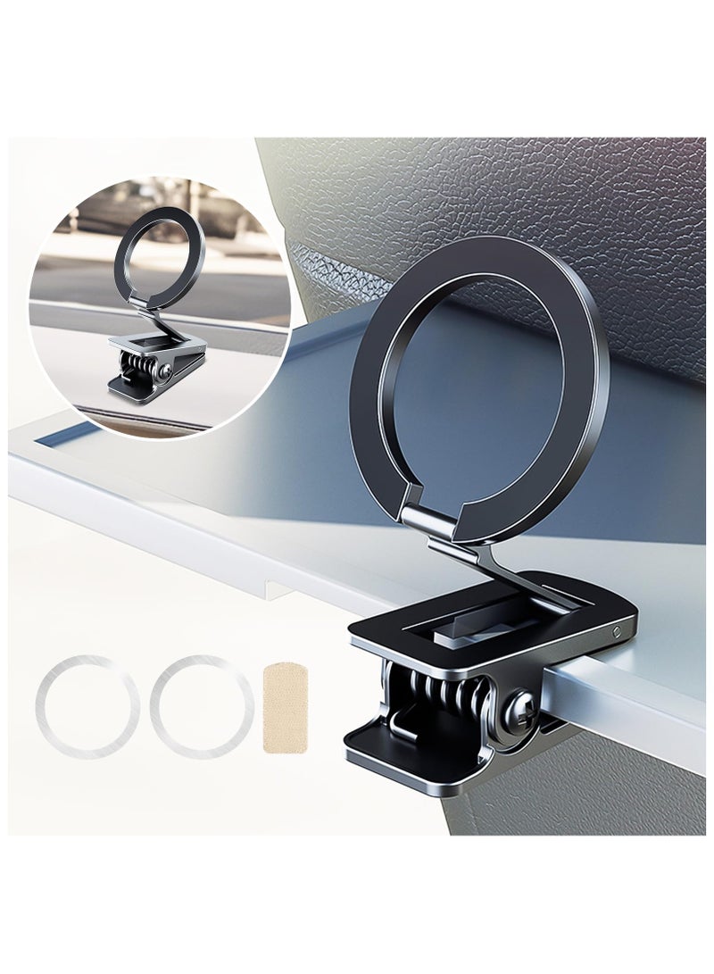 SOLARAE Phone Holder Clip Magnetic for Car, Foldable Magnet Table Mount Phone Holder Clamp for Desktop, Hands Free Travel Phone Holder, Car Dash Mount Fit for iPhone 15 14 13 12 Pro Magsafe Cases - Image 1