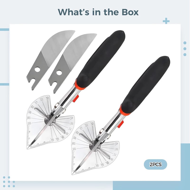 Miter Shears with Precision Cutting, Heavy Duty Tool for Wood, PVC, Trim, Plastic, Includes Spare Blades, Non-Slip Grip - Image 5