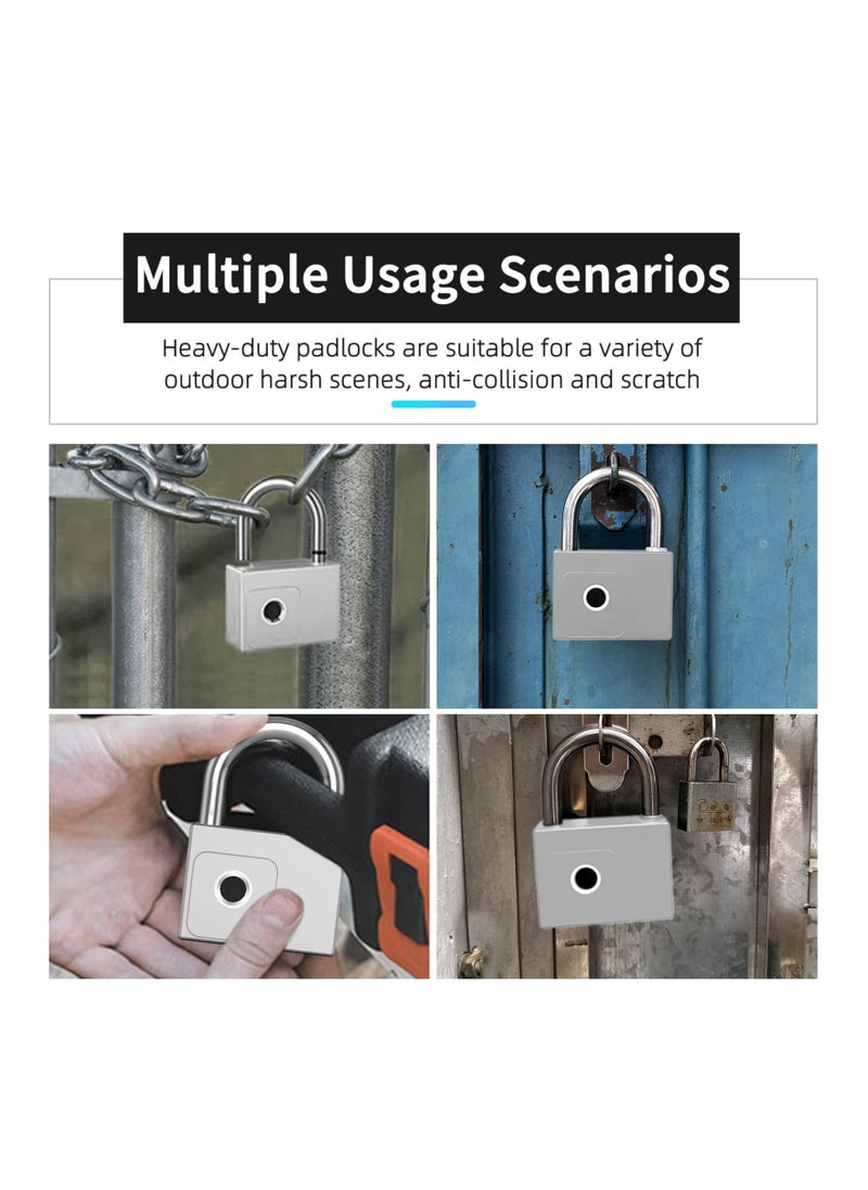 Generic Biometric Fingerprint Padlock with App Control, Heavy-Duty Smart Lock for Warehouses, Outdoor Gates, Pool Sheds, and Gym Lockers - Includes Key and Remote Authorization (Silver)  - Image 3
