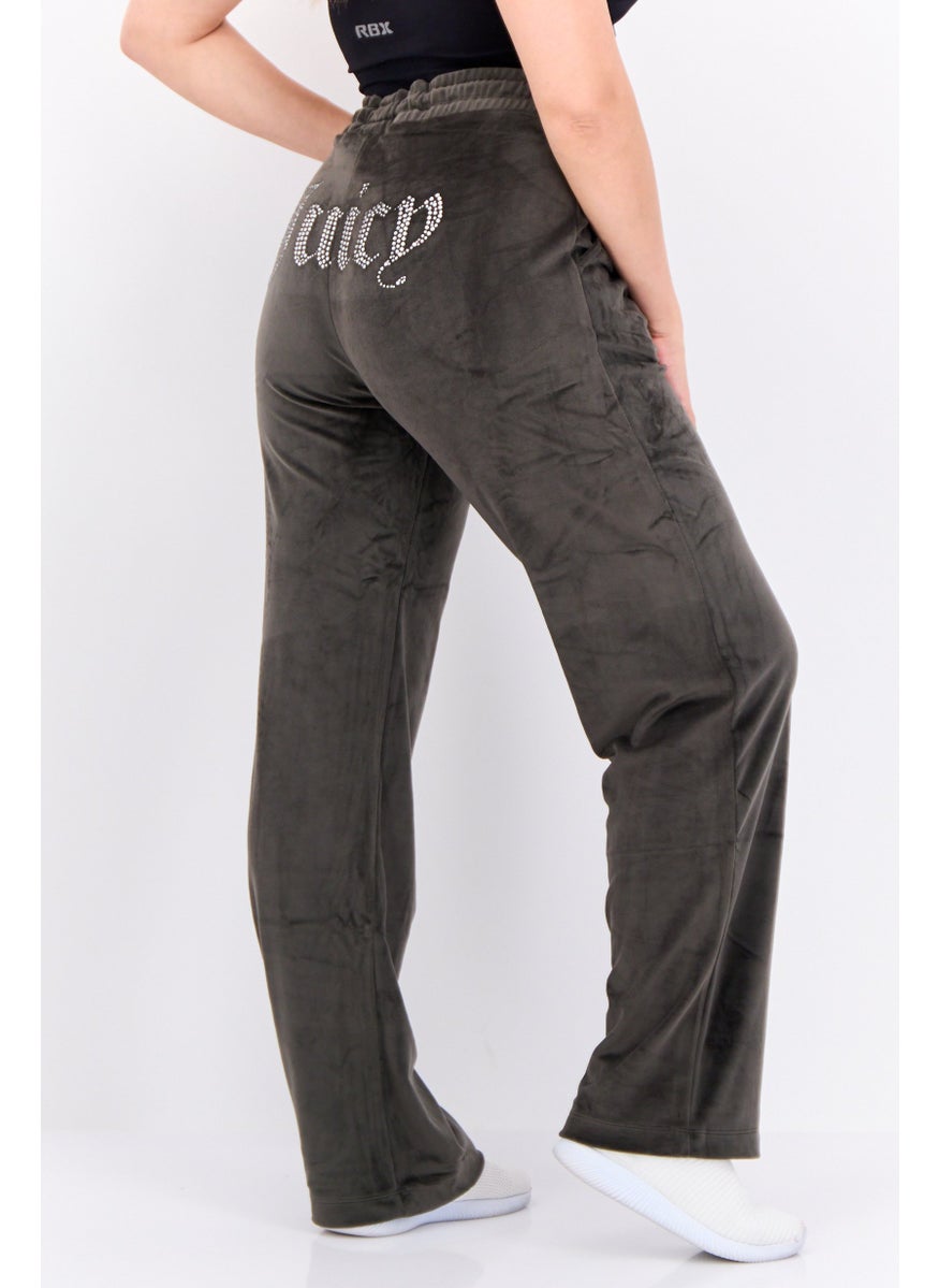 Juicy Couture - Women Regular Fit Embroidered Sweat Pants, Dark Grey - Image 1