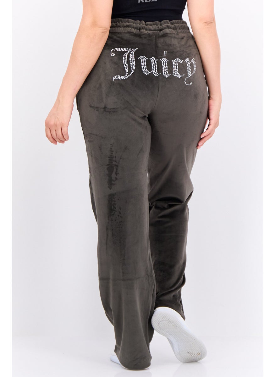 Juicy Couture - Women Regular Fit Embroidered Sweat Pants, Dark Grey - Image 1