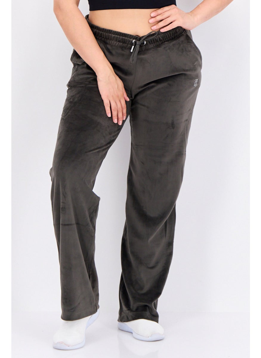 Juicy Couture - Women Regular Fit Embroidered Sweat Pants, Dark Grey - Image 1