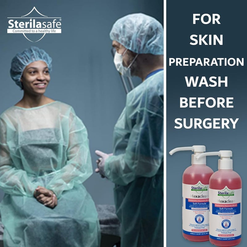 Multi-use detailed build Sterilasafe HexaClean, Antiseptic, Antibacterial Skin Cleanser, Surgical Hand Scrub, Soft Formula, Chlorhexidine gluconate 4% with isopropyl Alcohol 4%, Liquid Soap, 500 ML Tight fitted parts - Image 3