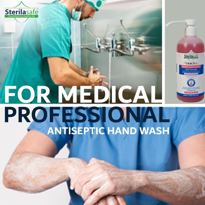 Multi-use detailed build Sterilasafe HexaClean, Antiseptic, Antibacterial Skin Cleanser, Surgical Hand Scrub, Soft Formula, Chlorhexidine gluconate 4% with isopropyl Alcohol 4%, Liquid Soap, 500 ML Tight fitted parts - Image 4