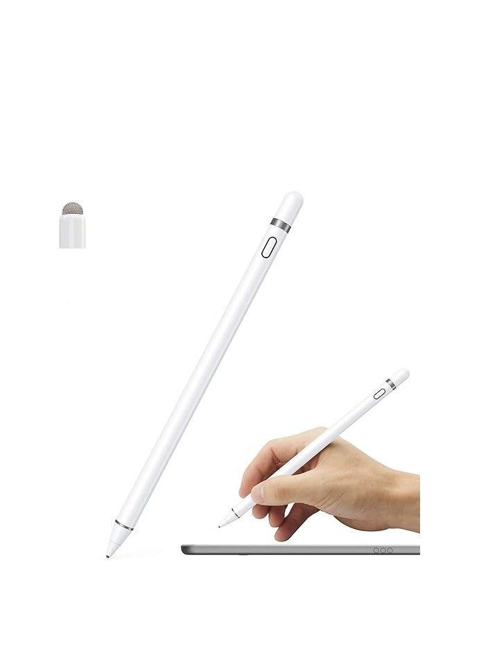 ELTRAZONE Active Stylus Pen White/Black 1.45mm fine Tip for iPad Apple iPhone Samsung Tablets, on iOS and Android Capacitive Touchscreen, Take-Note Hand-Written Draw no lags Skipping and Rechargeable. - Image 1