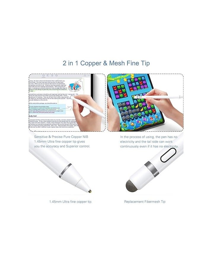 ELTRAZONE Active Stylus Pen White/Black 1.45mm fine Tip for iPad Apple iPhone Samsung Tablets, on iOS and Android Capacitive Touchscreen, Take-Note Hand-Written Draw no lags Skipping and Rechargeable. - Image 3