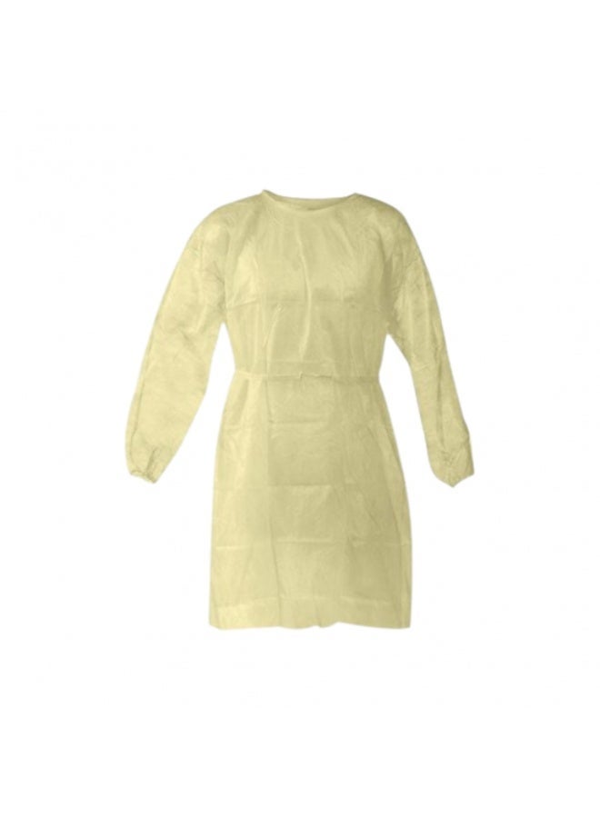 Isolation Gown 25 g, 10-Pack with Knit Cuff, Universal Size, Yellow - Image 1