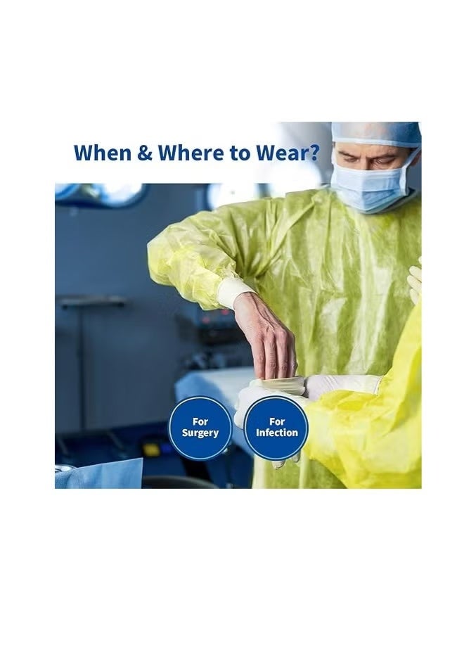 Isolation Gown 25 g, 10-Pack with Knit Cuff, Universal Size, Yellow - Image 2