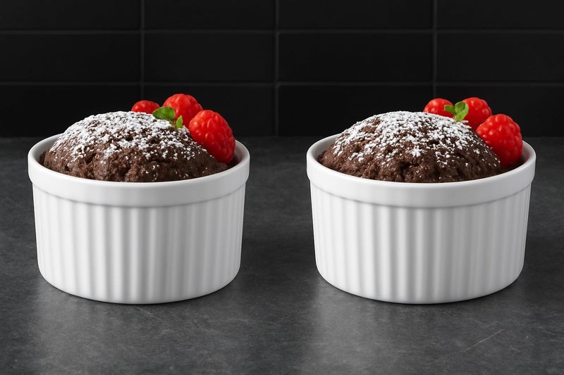Mirakii White Porcelain Ramekin Bowl 150 ml set of 2, For make cupcakes, choco lava cake, muffin, creme brulee, souffle dishes. - Image 1