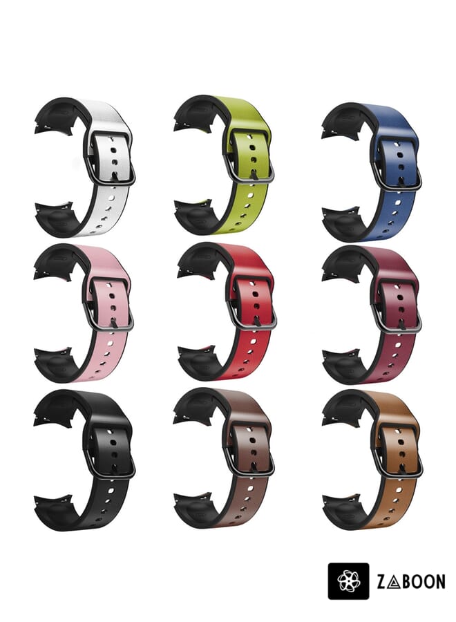 Zaboon Samsung Galaxy Watch 4 40mm Silicone Adhesive Leather Watch Band - Image 2
