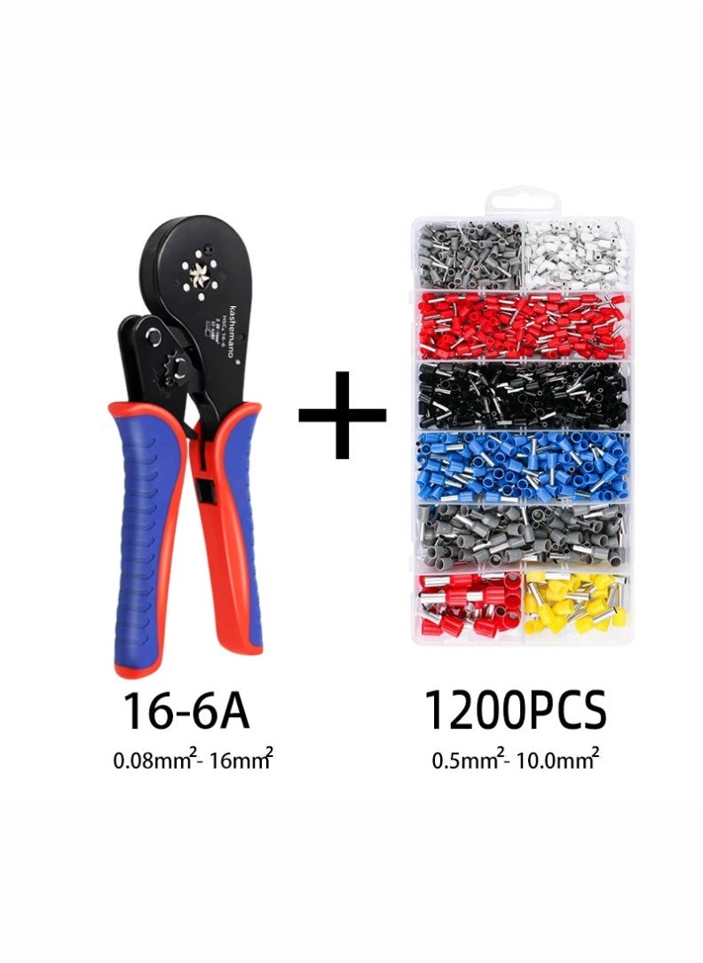 HSC8 16-6 0.08-16mm² Hexagonal Ratcheting Crimper with 1200PCS Terminals