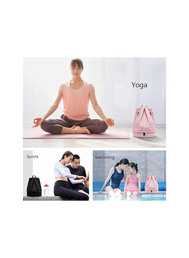 PROMASS Gym Bag, Waterproof Swimming Bag For Women And Men, Beach Sports Bags, Wet And Dry Storage Bags, Yoga Dance Beach Camping Travel Hiking School Backpacks (Black) - L - Image 5