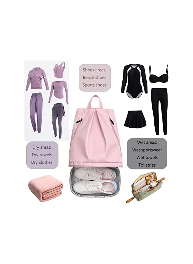 PROMASS Gym Bag, Waterproof Swimming Bag For Women And Men, Beach Sports Bags, Wet And Dry Storage Bags, Yoga Dance Beach Camping Travel Hiking School Backpacks (Black) - L - Image 4