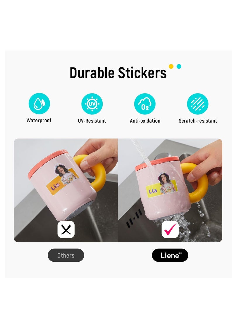 Liene ورق ملصقات ليني وخرطوشة، 2 خرطوشة حبر إعادة تعبئة و72 ورقة صور، 4x7"، صبغ تحت الضغط، مقاوم للماء والأكسدة، متوافق مع طابعة وقاطع ملصقات الصور ليني بيكس كات S1 - Image 5