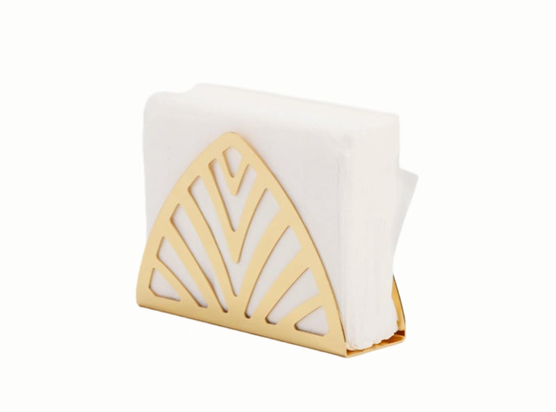 KNC Plating Gold Freestanding Tabletop Napkin HolderDecorative Tissue DispenserModern Geometric Napkin Holders For KitchenTable Napkin Holder With NonSkid Feet Maple leaf Large Golden