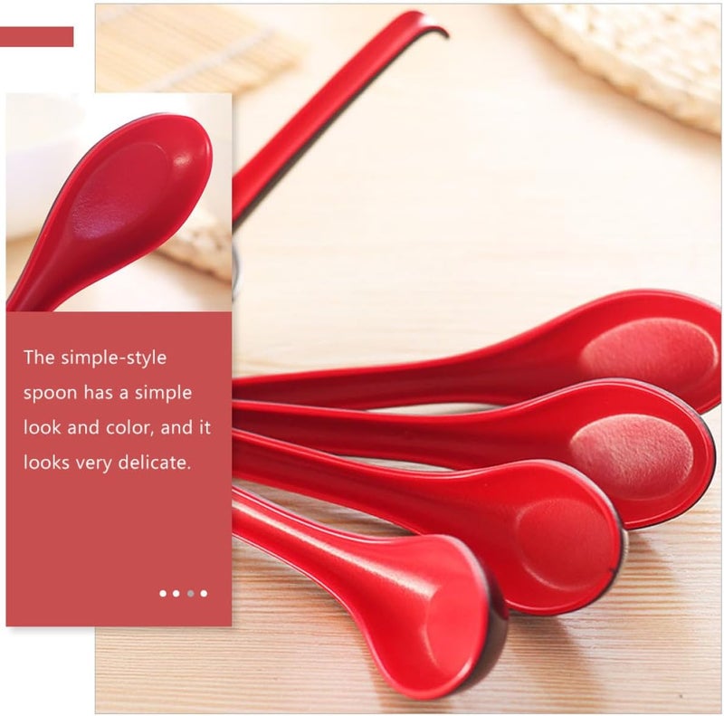 SHOWERORO 12pcs Two-tone Imitation Porcelain Soup Ladles Long Handle Kitchen Spoons for Household Rice Eating and Soup Serving - Image 3