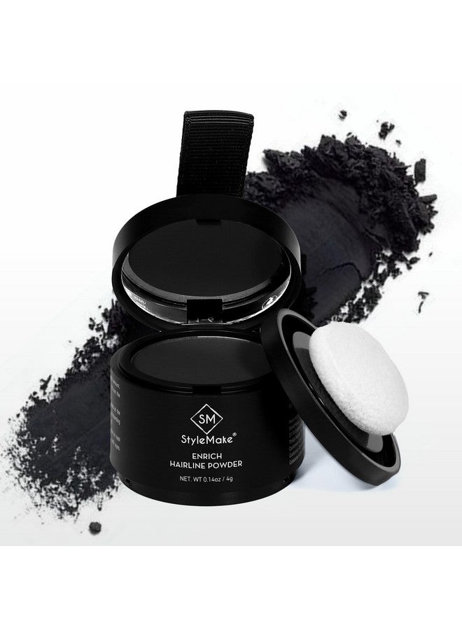 Stylemake Enrich Hairline Powder For Women & Men | Root Touch Up For Grey Hair | Hair Toppers | Hair Cover-Up Powder | Instantly Covers Hair Loss, Patches, And Grey Hair On Beard, (Black, 4 G) - Image 1