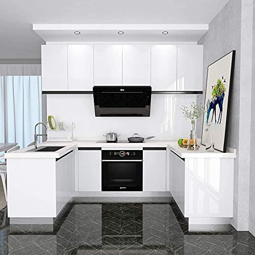 HOME13™ White Glossy Wallpaper Peel & Stick Wallpaper Self - Adhesive Vinyl Removable Wallpaper for Kitchen Cabinet Furniture Countertop Waterproof Wallpaper (12x120 Inch) - Image 2