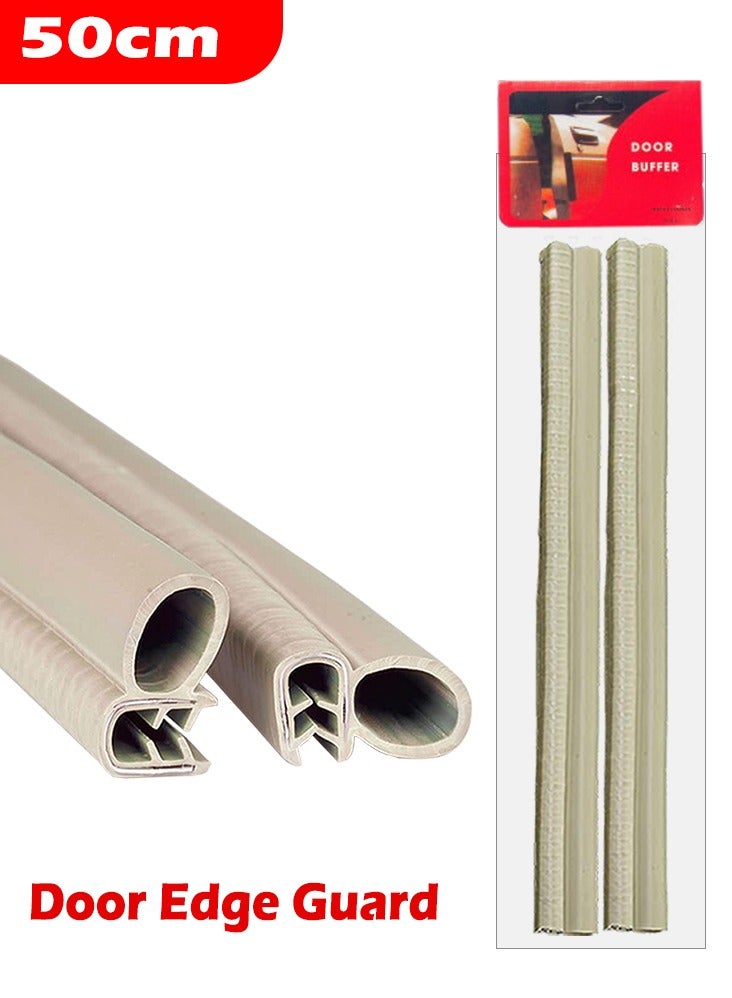 Car Door Edge Guard Door Protector Rubber Clip Buffer (50CM - Beige) Pack Of Pair - Image 1