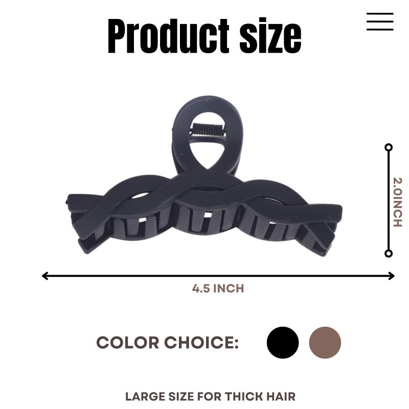 CENTSTAR 8 Pack Large Claw Clips for Women Thick Hair, Strong Hold Matte Non-Slip Hair Clips, Multi-Style Jaw Clips for Long, Curly & Straight Hair, Neutral & Black Hair Accessories - Image 2