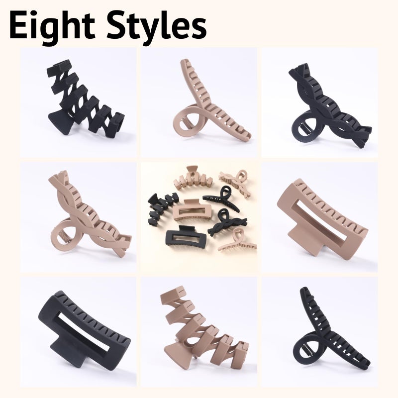 CENTSTAR 8 Pack Large Claw Clips for Women Thick Hair, Strong Hold Matte Non-Slip Hair Clips, Multi-Style Jaw Clips for Long, Curly & Straight Hair, Neutral & Black Hair Accessories - Image 5