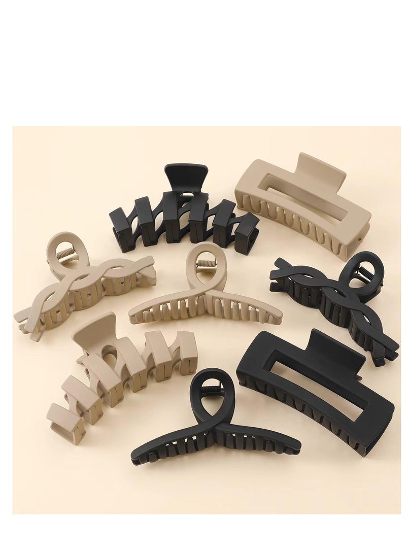 CENTSTAR - 8 Pack Assortment Large Claw Clips Hair Clips for Women Thick Hair, Multi-Styles Matte Non-slip Hair Clips,Strong Hold Jaw Clip Neutral and Black - Image 1
