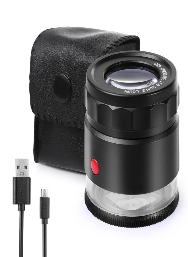 Amoper 30X Loupe Magnifier, USB Rechargeable 8 Lights Portable Eye Loupe Sewing Magnifying Glass for Watches, Jewelry, Coins, Currency, Stamps - Image 1