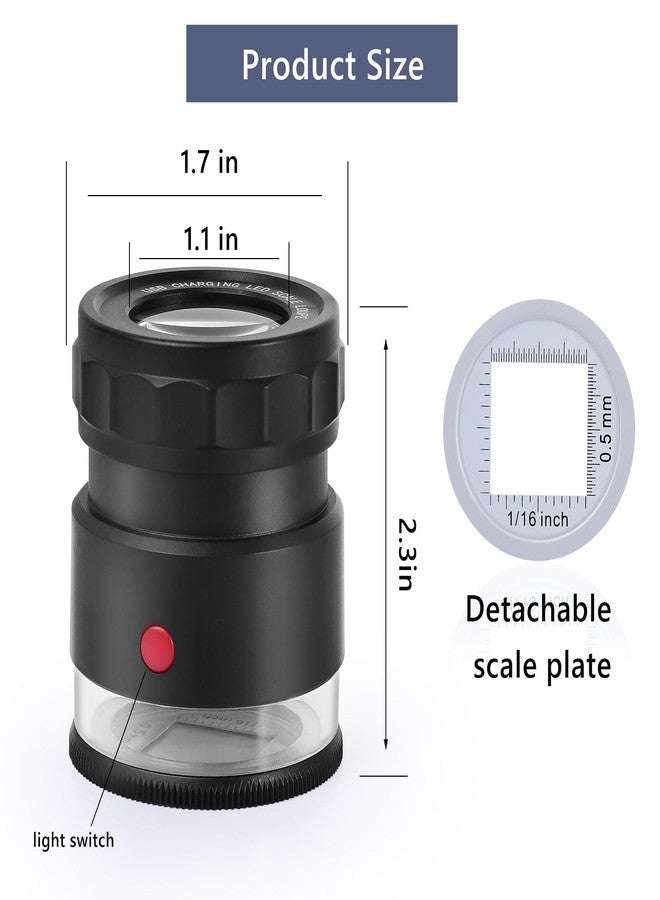 Amoper 30X Loupe Magnifier, USB Rechargeable 8 Lights Portable Eye Loupe Sewing Magnifying Glass for Watches, Jewelry, Coins, Currency, Stamps - Image 4