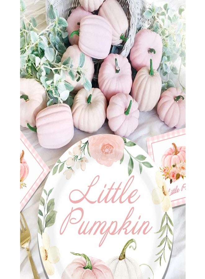 Aukolass Pumpkin Party Supplies Tableware Set - Fall Theme Decorations Including Plates, Napkins and Cups for Pumpkin Birthday and Baby Shower, Serves 24 Guests (Pink) - Image 4