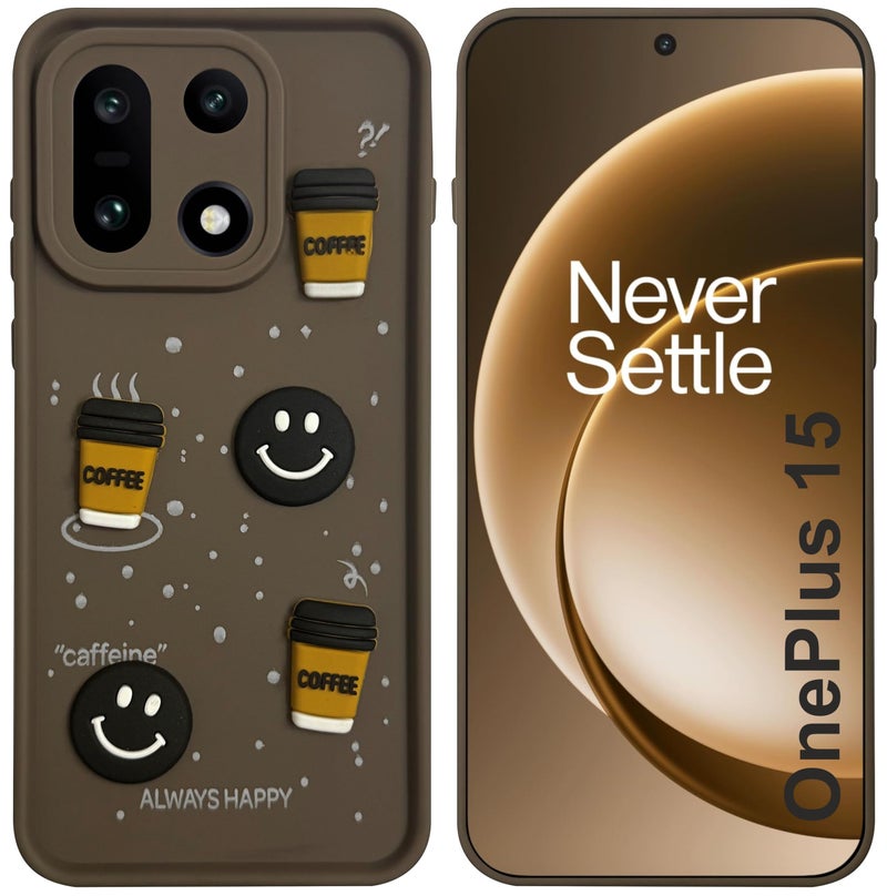 SBMS Silicone Back Cover Case for OnePlus 15 5G | Cute Fun 3D Cartoon, Coffee Design Silicone Case | Camera Protection Bump | Shockproof Back Cover Case for OnePlus 15 5G (Coffe Mug Brown) - Image 1