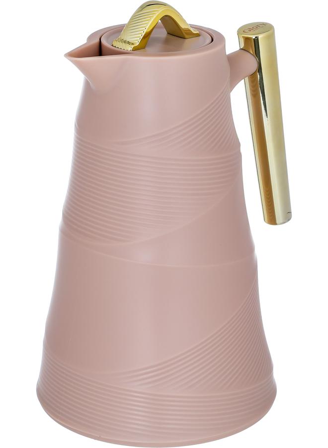 Glory Bamboo Glass Thermos 1 Liter Plastic Body Light Brown - Image 2