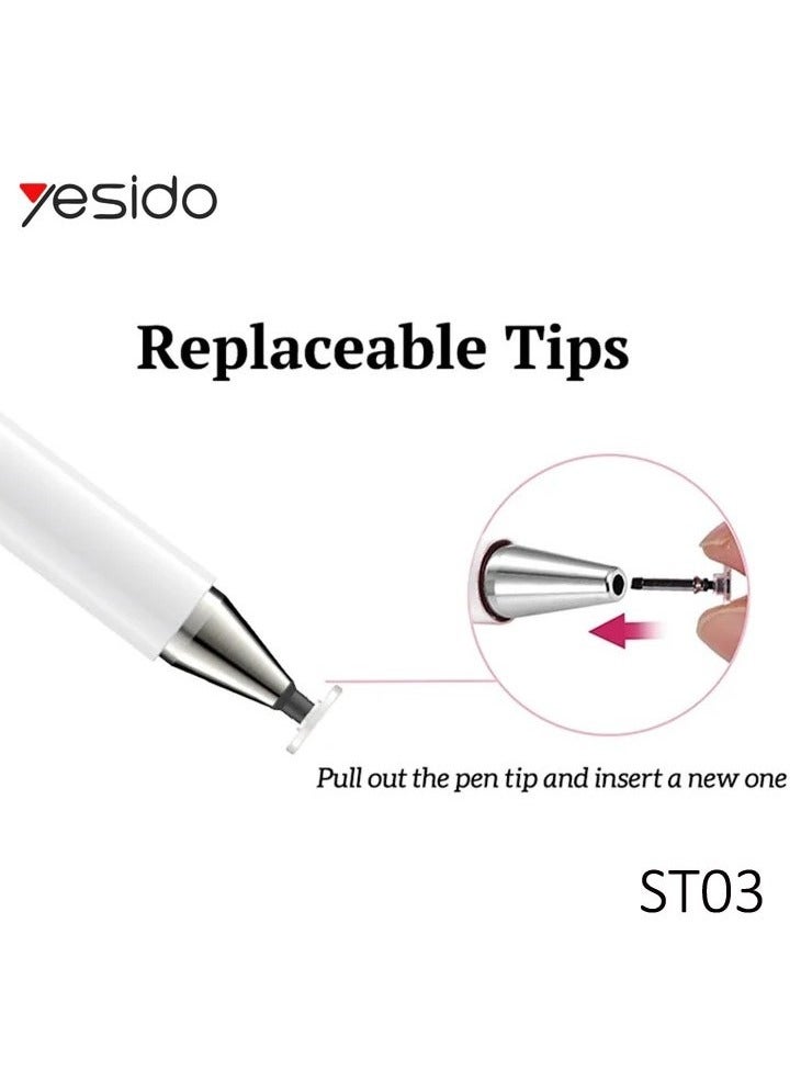 Yesido ST03 High Precision Disc Stylus Capacitive Touchscreen Pen for Smartphones and Tablets – Ultra-Sensitive, Smooth Writing Experience, Perfect for Drawing, Writing, and Navigation, Compatible with iPhone, iPad, and Android Devices - Image 5