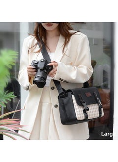 Generic Single Shoulder Large Capacity Camera Bag SLR Digital Photography Crossbody Bag Multifunctional Waterproof Micro Camera Bag-color:Off-white Diamond Trumpet  - Image 4