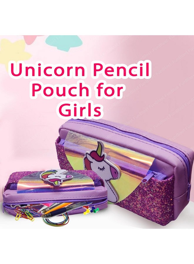فنبلاست حقائب أقلام فن بلاست للبنات، حقيبة يونيكورن للأدوات المكتبية - حقائب أقلام للأطفال، علبة أقلام للبنات، حافظة أقلام للبنات، حقيبة أقلام يونيكورن للبنات، مجموعة أدوات مكتبية - Image 3
