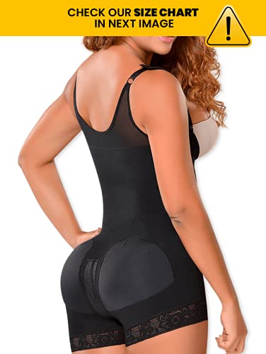 MD M&D 0048 Full Body Shaper Mid Thigh Bodysuit | Fajas Levanta Cola Colombianas Black - Image 2