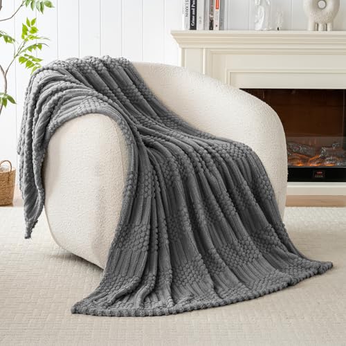 Lussena 50x70 Inch Grey Throw Blanket - Soft & Fluffy Fleece, Cute & Aesthetic, Perfect for Sofa, Couch, Chair, Bed, Living Room & Bedroom, All-Season Use, Plush & Cozy Decorative Blanket - Image 5