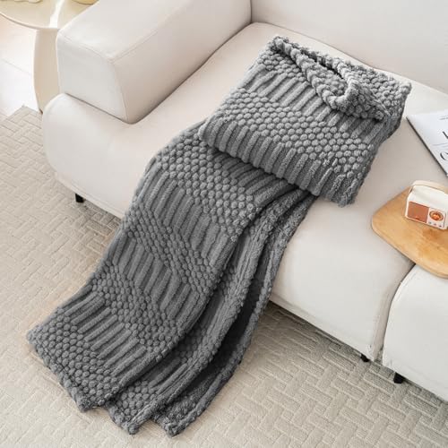 Lussena 50x70 Inch Grey Throw Blanket - Soft & Fluffy Fleece, Cute & Aesthetic, Perfect for Sofa, Couch, Chair, Bed, Living Room & Bedroom, All-Season Use, Plush & Cozy Decorative Blanket - Image 3