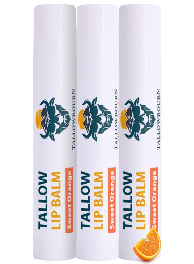 Tallowbourn Moisturizing Tallow Lip Balm – Grass-Fed Beef Tallow with Organic Coconut Oil, Beeswax, and Vitamin E – Sweet Orange – Lip Balm Set – Travel Essential – 3-Pack - Image 1
