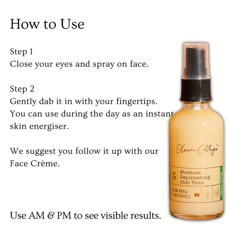 Oleum Cottage Oleum Cottage Moisture Replenishing Skin Tonic 50 ml natural aqueous serum with pure essential oils aloe vera and witch hazel adds a natural glow to dry dehydrated or mature skin  - Image 4