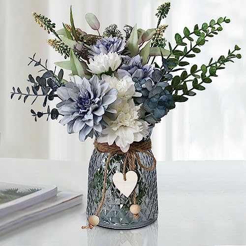 Leftover Fake Flowers in Vase,Faux Flowers in Vase,Table Centerpieces for Dining Room,Flower Centerpieces for Tables,Artificial Flowers,Kitchen Decor,Coffee Table Decor - Image 1