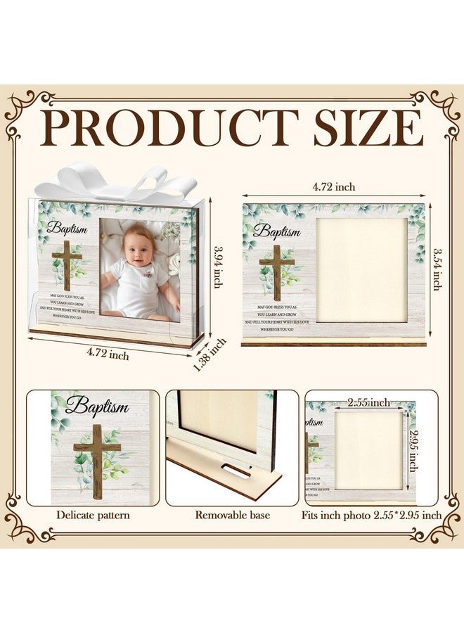 Vercraft 12 Set Baptism Picture Frame Catholic Baptism Gifts Wood Photo Frame Baby Shower Favor with Clear Plastic Clear Boxes and Satin Ribbon Bows for Religious First Communion Decor - Image 2