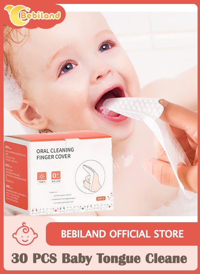 30 PCS Baby Tongue Cleaner, Baby Dry Wipes, Disposable Infant Dry Wipes Clean Baby Mouth, Tongueclear Finger Teeth Dry Wipes, Deep Cleaning Teeth Wipes for 0-36 Month Baby