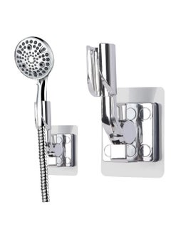 Excefore Shower Head Holder, 2 Pcs Adjustable Shower Bracket, No Drilling Strong Paste Shower Holder, Wall Mount Shower Head Holder, Silver  - Image 1
