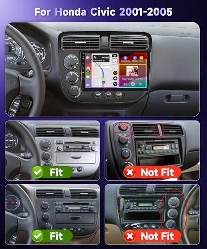 Podofo Builtin DSPAndroid Car Stereo for Honda Civic 2001 2002 2003 2004 2005 Radio Wireless Carplay Android Auto GPS ChipPodofo 9 Inch Touch Screen 26UIs Mirror Link Bluetooth WiFi FMRDS Backup Camera - Image 3