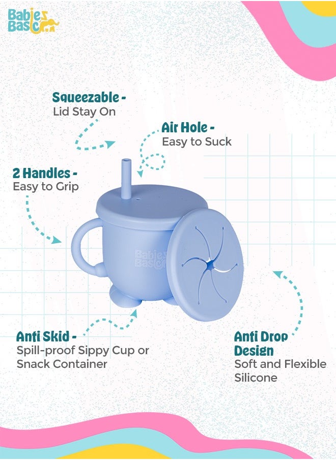 Babies Basic - Multi Purpose 2 In 1 Silicone Cup With Interchangable Straw And Snack Lid - Image 1