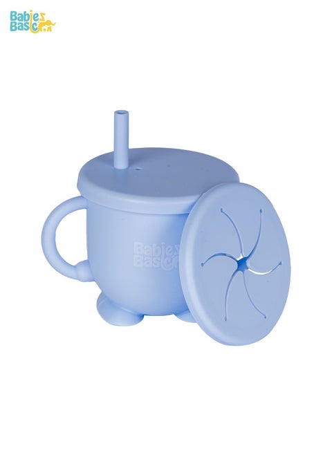 Multi Purpose 2 In 1 Silicone Cup With Interchangable Straw And Snack Lid