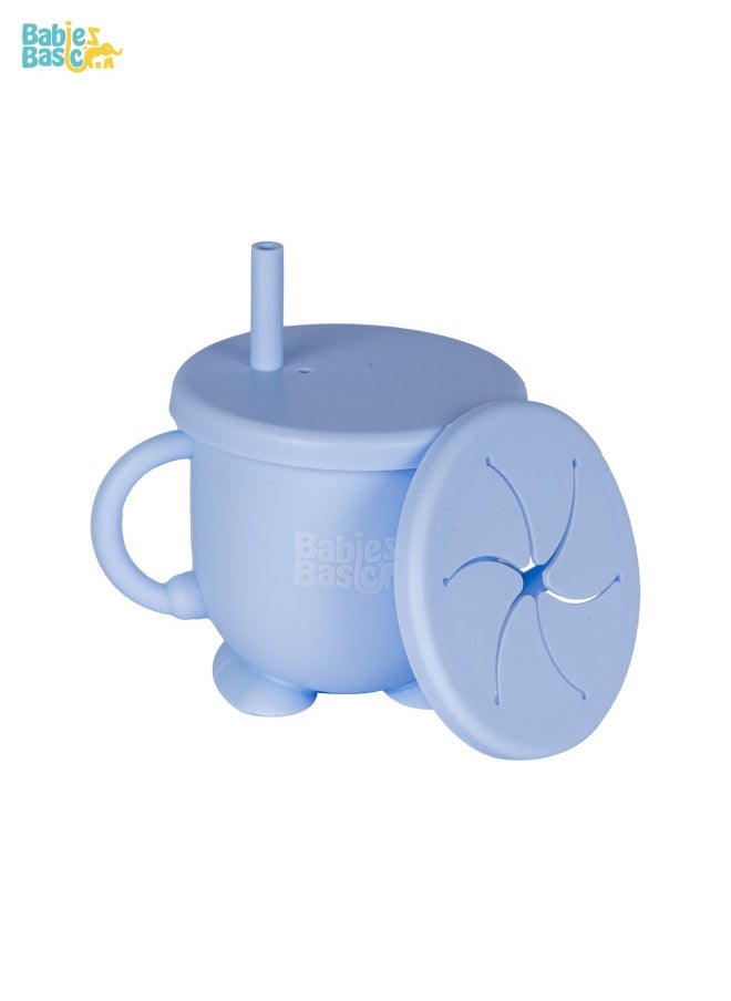 Babies Basic - Multi Purpose 2 In 1 Silicone Cup With Interchangable Straw And Snack Lid - Image 1
