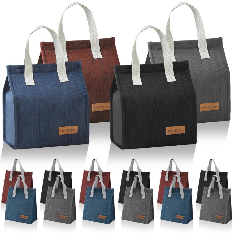 ELFULLY 12 Pack Lunch Bag for Men & Women, Reusable Insulated Lunch Tote Bags, Waterproof Cooler Lunch Bag, Leak-Proof Portable Lunchbox with Large Capacity for School Office Picnic Travel, 4 Color - Image 1