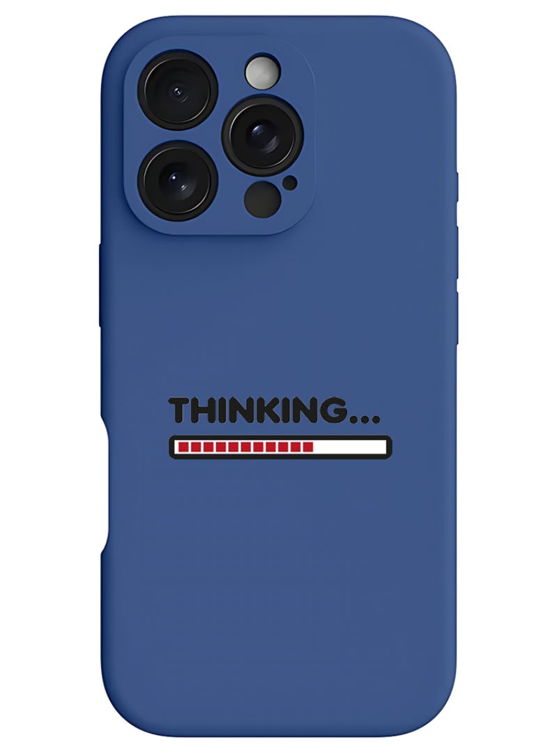 Theodor iPhone 16 Pro Blue Protective Slim Fit Case Liquid Silicone Cover with Full Body Protection Anti-Scratch Shockproof Case For iPhone - Thinking - Image 1