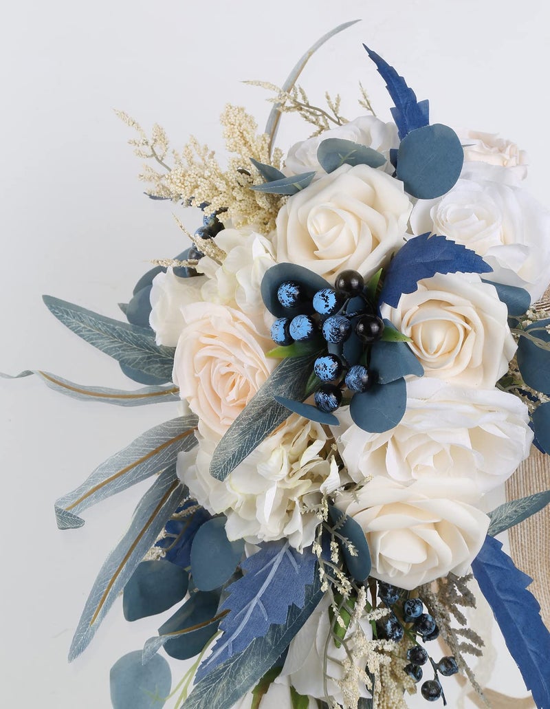 INSUNSIX Wedding Bouquets for Bride, 11 Inch Bride Bouquets for Wedding Dusty Blue Artificial Flowers Bridal Bouquet for Wedding Ceremony Anniversary(Dusty Blue) - Image 5